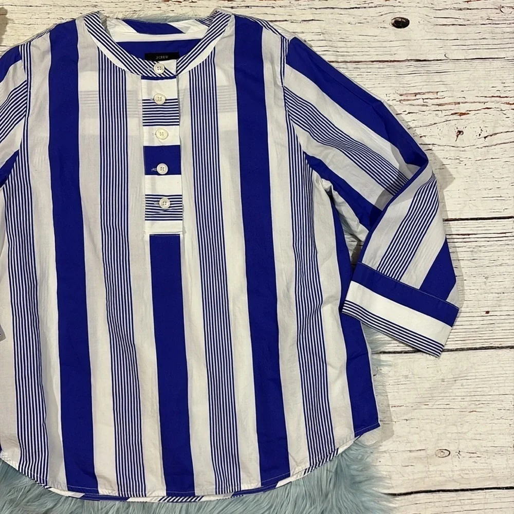 J. Crew nautical Button-front cotton poplin tunic in stripe